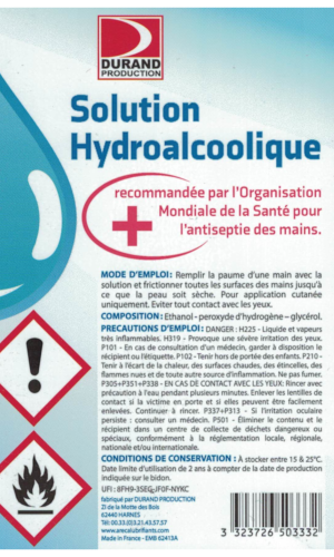 Solution hydroalcoolique bactéricide et virucide