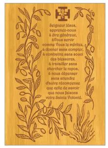 La Prière Scoute ou Louveteau/Jeannette gravée sur bambou