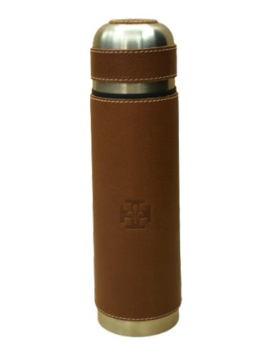 Thermos 0.7 L inox revêtement cuir logo SUF